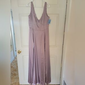 David's Bridal Galina Lavender Haze Long V-neck Tank Full